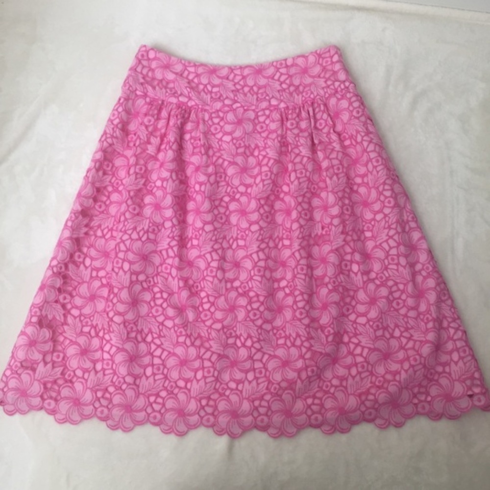 Lilly Pulitzer Floral Eyelet Skirt Scalloped 2